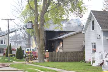 Firefighters battle a house fire in the area of Grant Street and Chatham Street in Chatham, May 8, 2019. (Photo by Allanah Wills) 