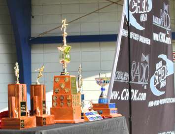 Bridge Race trophies June 2, 2019 (BlackburnNews.com photo by Dave Dentinger)