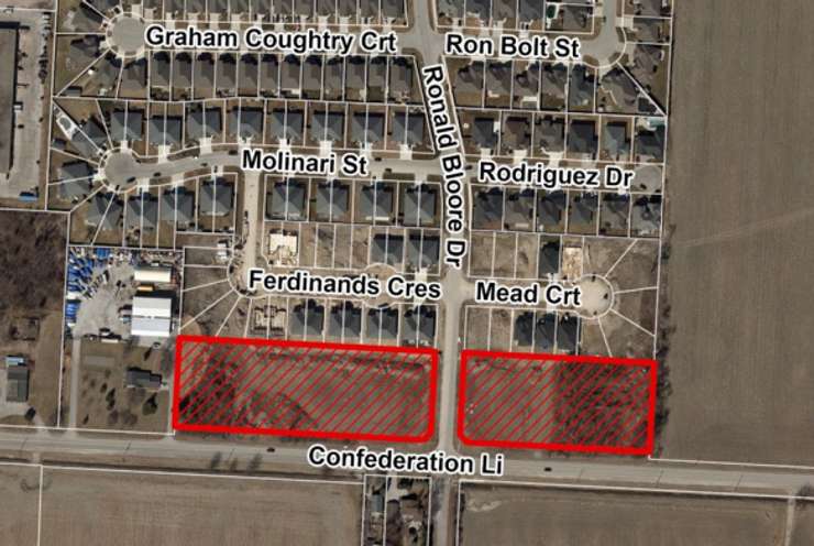 Lands for new condos in Heritage Park. Image courtesy of City of Sarnia council agenda. October 1, 2024.