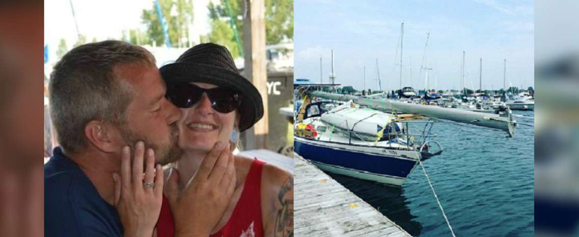 Tim Labute and Candice Pletsch and their sailboat. (Photo courtesy of Labute and Pletsch via Facebook/ Lady K Sailing).