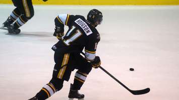 Hayden Hodgson scored 2 goals including the tying marker in the final minute of the Black & White game Sept. 2, 2015 (BlackburnNews.com photo by Dave Dentinger)
