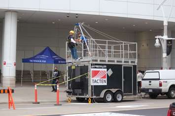 Rappel training underway outside of Caesars Windsor for the Easter Seals Drop Zone event, October 6, 2015. (Photo by Mike Vlasveld)