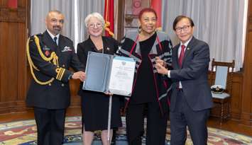From left to right: Lieutenant-Commander Shekhar Gothi, the Honourable Edith Dumont, Sheila P. K. Barker, and the Honourable Raymond Cho. (submitted photo)