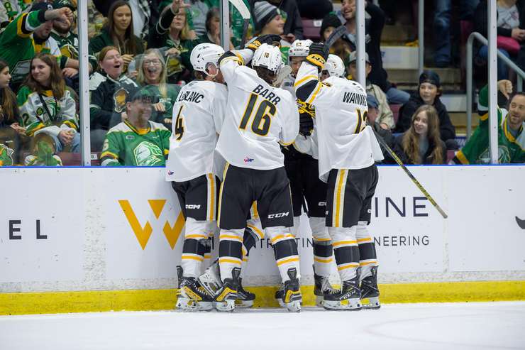 Sarnia Sting home to London Knights, December 28, 2023. Photo by Metcalfe Photography.