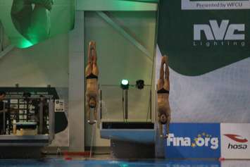 Divers compete in the FINA Diving World Series 2015 in Windsor, May 22, 2015. (Photo by Jason Viau)