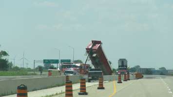 Construction on Highway 401 near Tilbury (Photo by Jake Kislinsky)