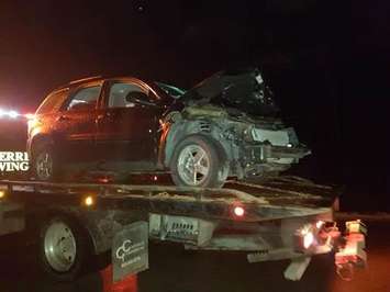 Vehicle damaged in a collision Jan 26, 2017. Photo submitted by Sarnia Police Service. 