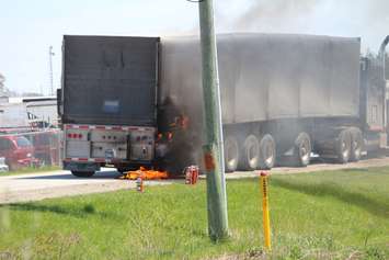A truck fire on Bloomfield Rd. near Hwy. 401, April 6, 2016 (Photo by Jake Kislinsky)