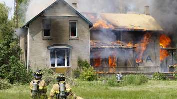 The Sarnia Fire Rescue Service conducts live fire training at 2172 London Line. June 9, 2017 (Photo by Melanie Irwin)