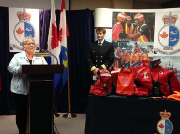 Sarnia-Lambton MP Pat Davidson announces a continued investment in the Canadian Coast Guard's Auxiliary. January 21, 2015 (BlackburnNews.com photo by Melanie Irwin)

