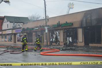 Firefighters at a fire at El Mayor restaurant in Windsor, January 3, 2019. (Photo by Adelle Loiselle)