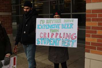 Students display signs at a rally at the University of Windsor, January 24, 2019. Photo by Mark Brown/Blackburn News.