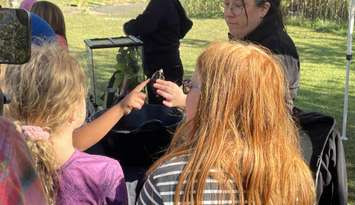 Students participating in interactive activities at the Chatham-Kent and Lambton Children's Water Festival (Photo courtesy of Georgia Newman)