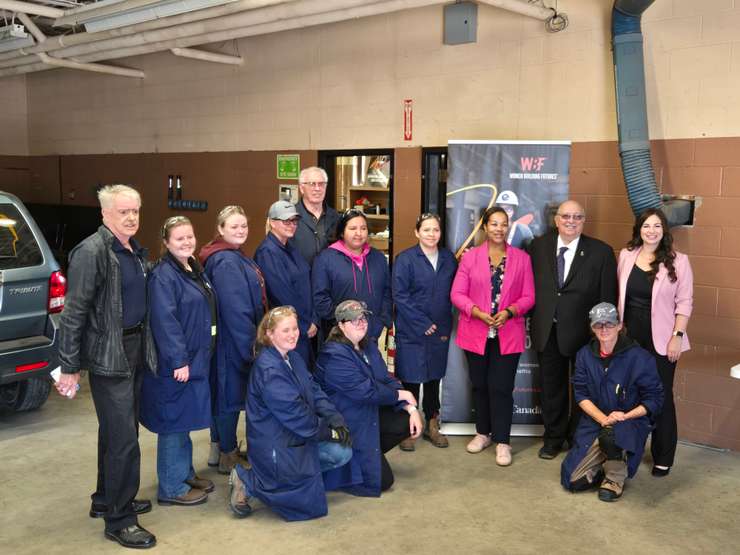 Students in the Women Ready to Work in Automotive pre-apprenticeship training program pose with dignitaries - Sept. 9/25 (Blackburn Media Photo by Josh Boyce)