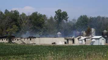 Scene of pig barn fire on Arkona Rd. in Warwick Twp. August 10, 2017 (Photo by Melanie Irwin) 