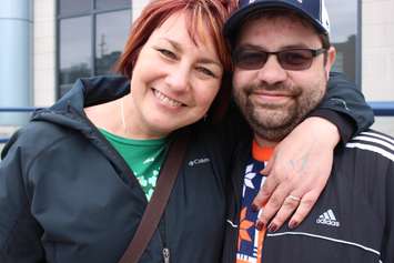 Erin Evans and John Cottingham return from Opening Day at Comerica Park on April 6, 2015. (Photo by Ricardo Veneza)