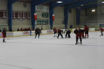 Hockey players take to the ice for game one in the Athletes Fuel Cup Series. It's team Schaafsma vs team Griffith. August 2, 2016. (Photo by Natalia Vega)