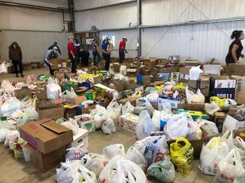 Food donations from the Neighbour2Neighbour food drive in Lambton County. November 2020. (Photo from the food drive's Facebook page)