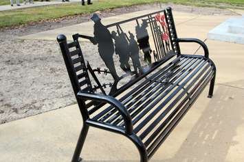 Special Commemorative bench at ceremony in Sarnia marking 100th anniversary of  the battle of Vimy Ridge Apr. 2, 2017 (Photo by Dave Dentinger)