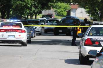 Windsor police on scene of a pedestrian being hit in west Windsor on July 30, 2015. (Photo by Jason Viau)