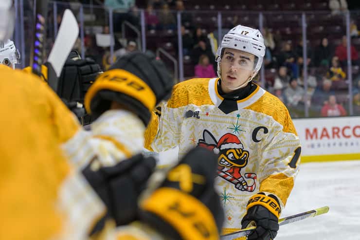 Guelph Storm at Sarnia Sting, December 14, 2025. Photo by Metcalfe Photography. 