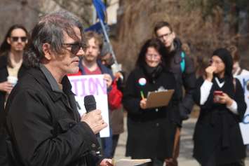 Peter Zimmerman, president of the Windsor University Faculty Association, speaks at a rally on March 20, 2019. Photo by Mark Brown/Blackburn News.