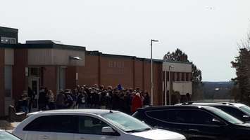 Student protest at F.E. Madill in Wingham on April 4, 2019. (Photo by Janice MacKay)