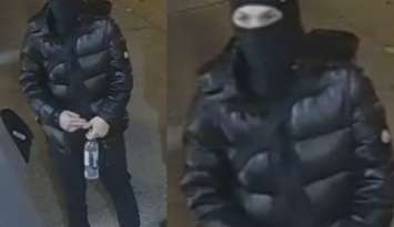 Security camera images of a suspect wanted in a robbery on Erie Street in Windsor, October 1, 2025. Images provided by Windsor police.