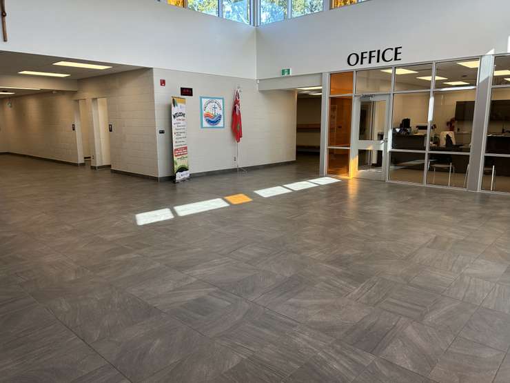 The atrium of the newly built Sacred Heart Catholic School (Photo by: Lindsay Newman/Blackburn Media)
