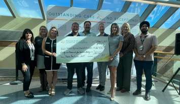 Shake the Lake committee presents cheque to Windsor Regional Hospital, October 1, 2025. (Photo by Maureen Revait)