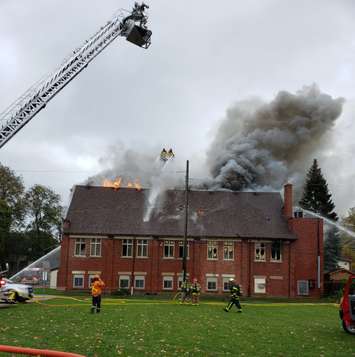 Church fire on  Windermere Road in Windsor on October 27, 2019 (Photo via Windsor Fire Twitter)