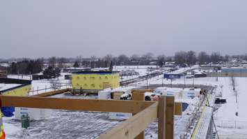 The view from a 67 sq. ft. glass tower, which will pair the new Athletics & Fitness Complex and the Nova Chemicals Health & Research Centre together. 
December 15, 2017 (Photo by Melanie Irwin)