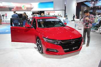 The 2018 Honda Accord, winner of the North American Car of the Year award, is displayed the North American International Auto Show in Detroit, January 15, 2018. Photo by Mark Brown/Blackburn News.