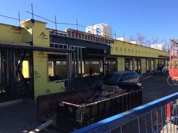 Construction underway on the new Optimist Public Library on Ypres Ave., March 8, 2017. (Photo by Mike Vlasveld)