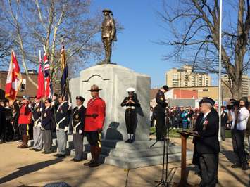 Sarnia Remembrance Day ceremony at the cenotaph on Wellington St. November 11, 2015 (BlackburnNews.com Photo by Briana Carnegie)