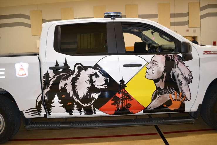 The Sarnia Police Service's cruiser at Aamjiwnaang First Nation - May 14/24 (Photo courtesy of Sarnia Police Service)