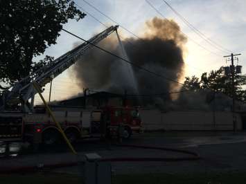 Firefighters respond to a massive blaze at the former Hook's Restaurant at Wharncliffe Rd. and Southdale Rd. in London, May 29, 2018. (Photo by Scott Kitching, BlackburnNews.com)