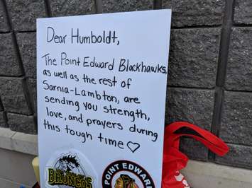 A message for the Humboldt Broncos - Apr 9/18 (Blackburnnews.com Photo By Josh Boyce)