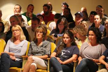 Residents from the Harrow and Amherstburg areas press public school board trustees to keep their schools open at the GECDSB regular meeting on September 15, 2015. (Photo by Ricardo Veneza)