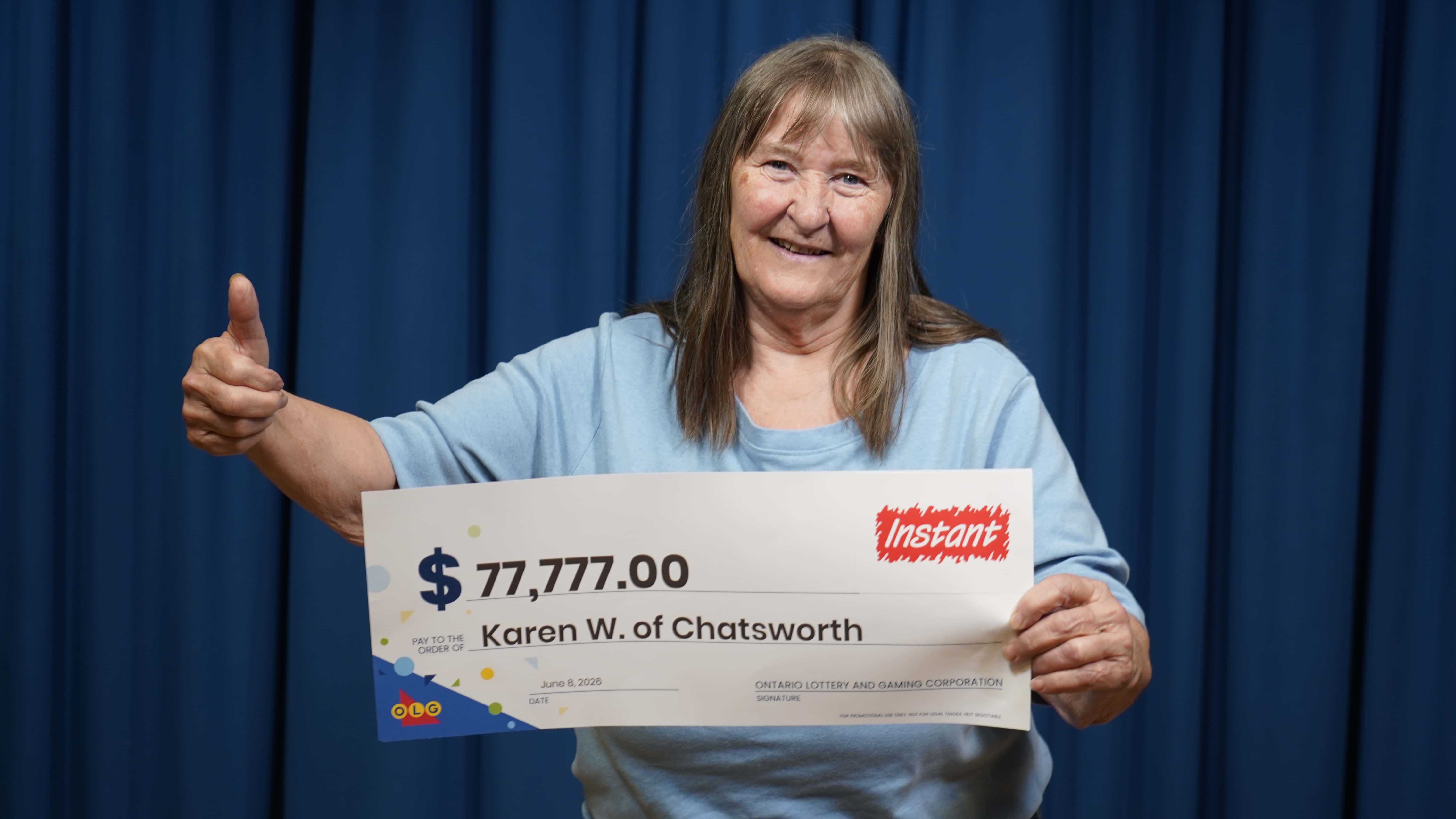 Chatsworth woman wins $77,777