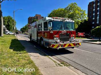 A Windsor Fire and Rescue truck is seen on Glengarry Avenue, May 25, 2023. Photo courtesy On Location/Twitter.