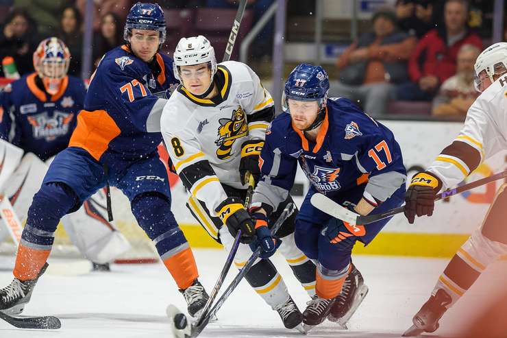 Sarnia Sting home to Flint Firebirds, Dec 11, 2024. Photo by Metcalfe Photography. 