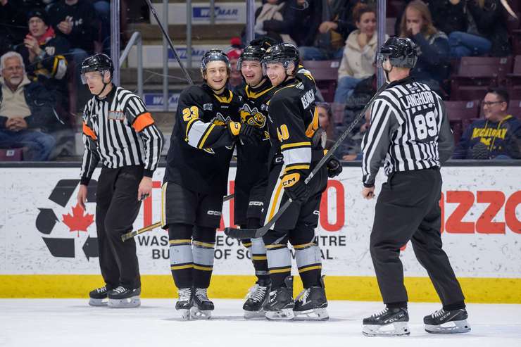 Sarnia Sting home to Sudbury, Jan 18, 2025. Photo by Metcalfe Photography. 