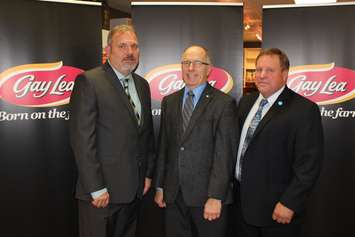 Left to Right: Michael Barrett,  President & CEO, Gay Lea Foods
Steve Dolson, Chair, Gay Lea Foods
Ralph Dietrich, Chair, Dairy Farmers of Ontario