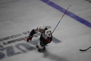 Windsor Spitfires winger Cole Carter races up the ice in the team's 2016-17 home opener on September 22, 2016. (Photo by Ricardo Veneza)