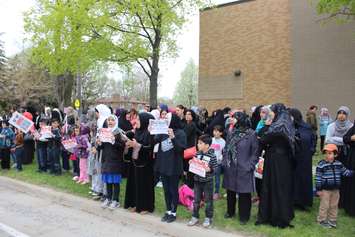 Protesters demonstrate against Ontario's new sex education curriculum outside Northwood Public School May 5, 2015.  (Photo by Adelle Loiselle)