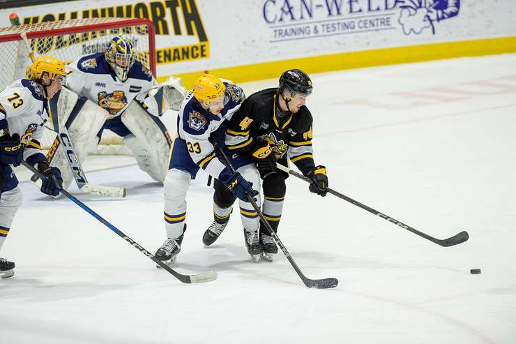 Erie Otters at Sarnia Sting, March 12, 2025. Photo by Metcalfe Photography. 