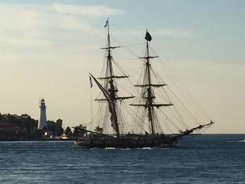 A tall ship travels north of the Blue Water Bridge in Sarnia (July 12, 2016) BlackburnNews.com photo by Melanie Irwin