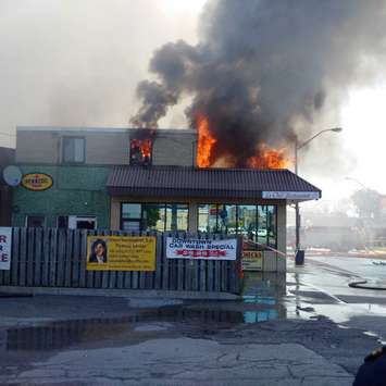 Image of a structure fire at 840 Wyandotte St. E, May 23, 2016 (Photo courtesy of Windsor Fire and Emergency Services)