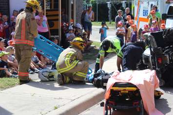 Emergency crews simulate an ATV crash at the Chatham-Kent Children's Safety Village, August 24, 2016 (Photo by Jake Kislinsky)